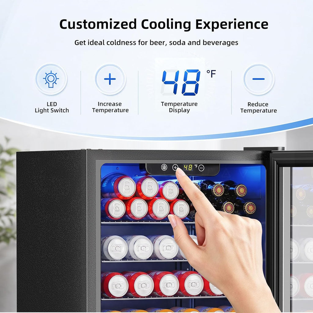 Antarctic Star Beverage Refrigerator Cooler 68 Can, Mini Fridge with Glass Door for Beer Drinks Wine,Freestanding Small Fridge with Electronic Temperature Control for Home and Bar,1.7 cu.ft