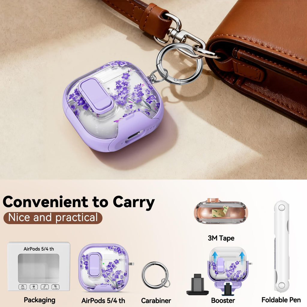 for AirPods Pro 2nd/1st Case (2023-2019)-Purple Bell Flower