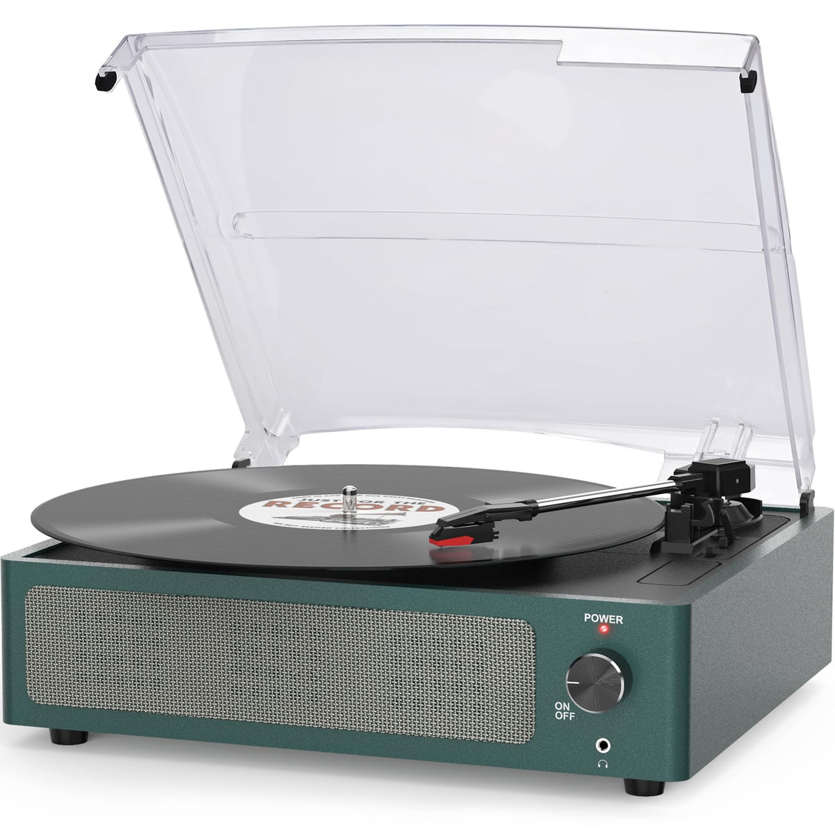 Seasonlife® Retro Vinyl Record Player with Stereo Speakers,Walnut Brown