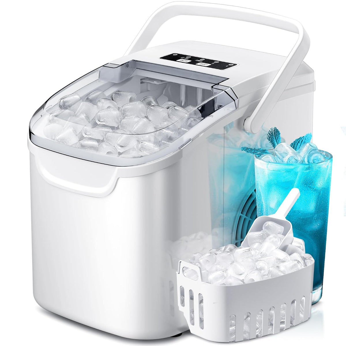 Crzoe Countertop Ice Maker, 26Lbs/24H,2 Sizes of Ice, Self-Cleaning,Black
