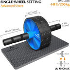 Amonax Convertible Ab Wheel Roller with Large Knee Mat for Core Abs Rollout