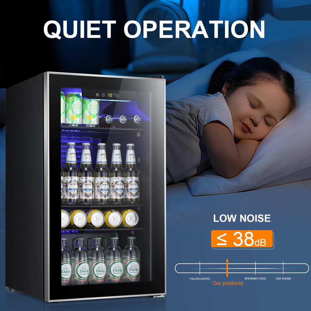 Antarctic Star 18L Mini Fridge Cooler 24Can, Beverage Refrigerator with Quiet Compressor, LED Light,Freestanding Small Fridge with Electronic Temperature Control for Home and Bar(40-61 ℉)