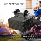 Exercise Foam Mat - Anti fatigue Protective Interlocking Puzzle EVA Floor Tiles with Edges - Gym Flooring Mats - Non slip Rubber Cushion for Underlay (Black, 4 Tiles (16 Square Feet))