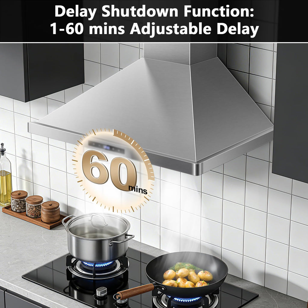 24 inch Range Hood, Ducted/Ductless Range Hood 450CFM, Wall Mount