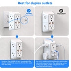3 Pack Surge Protector Outlet Extender, 6 Outlet Splitter with 4 USB Ports (2 USB C), Multi Plug Wall Outlet 1050J Power Strip, USB Wall Charger for Home Office Kitchen Travel-ETL