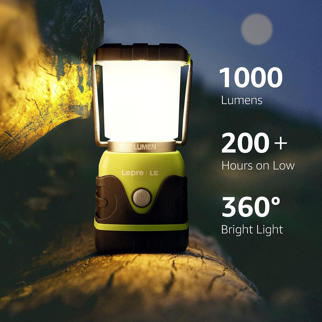 LE Camping Lantern Battery Powered, 1000lm Camping Light, Warm & Cool Lamp