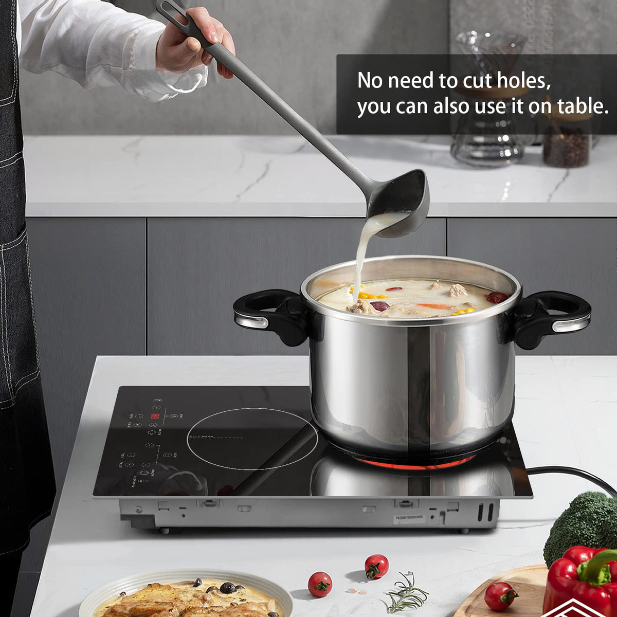 Karinear Electric Cooktop 2 Burners, 110v Plug in Electric Stove Top