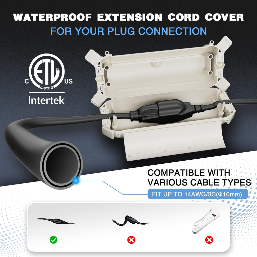 [3 Pack] Flemoon Outdoor Extension Cord Safety Cover with Waterproof Seal