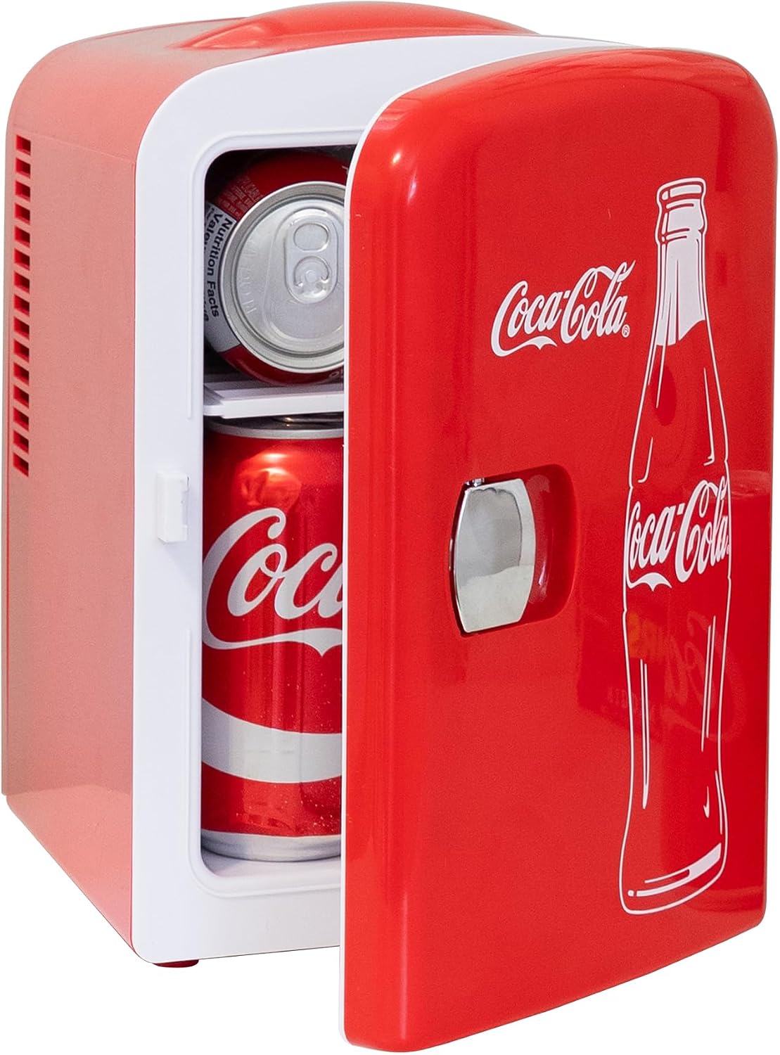 Coca-Cola 4L Mini Fridge, 6 Can, Classic Bottle Design, Red