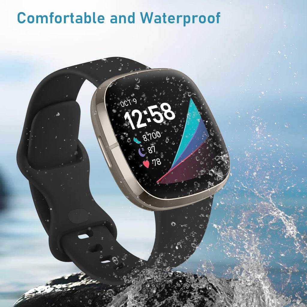 AK Straps for Fitbit Sense 2/Fitbit Sense/Fitbit Versa 4/Fitbit Versa 3 Straps for Women Men,Silicone Sport Classic Soft Replacement Straps Compatible with Fitbit Versa 3/Versa 4/Sense/Sense 2