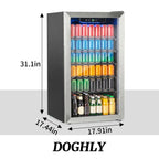 DOGHLY 0.95 Cu.Ft Mini Fridge Mirror Door for Beverages & Skincare, 24 Cans