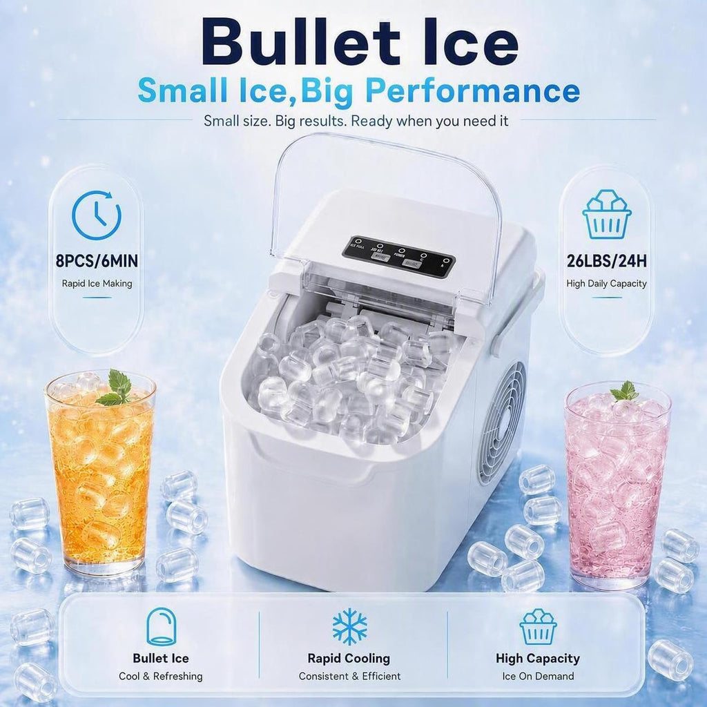 Antarctic Star Portable Ice Maker Countertop, 18Lbs/24H Self-Cleaning Ice Machine with One-Touch Operation & Ice Scoop Included, for Home Kitchen Office, Black