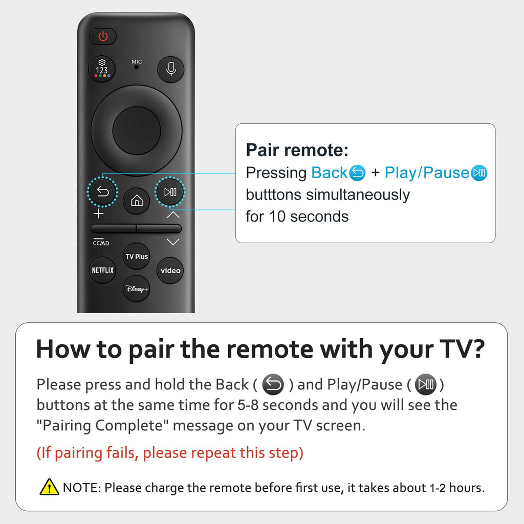 Universal for Samsung-TV-Remote-Control Replacement,Compatible with All Samsung Smart Frame Curved QLED TVs