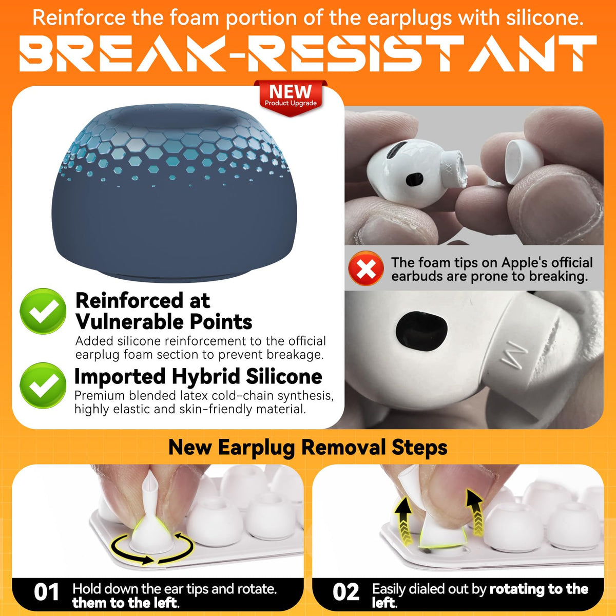 Inesore 4 Pairs Replacement Ear Tips for AirPods Pro 2nd/1st (White)