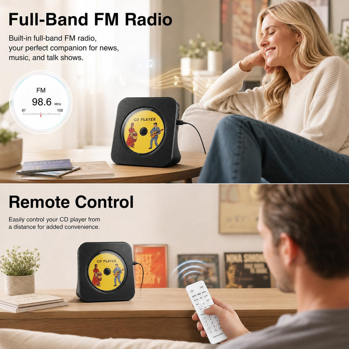 Gueray CD Player Portable Bluetooth Desktop CD Players for Home