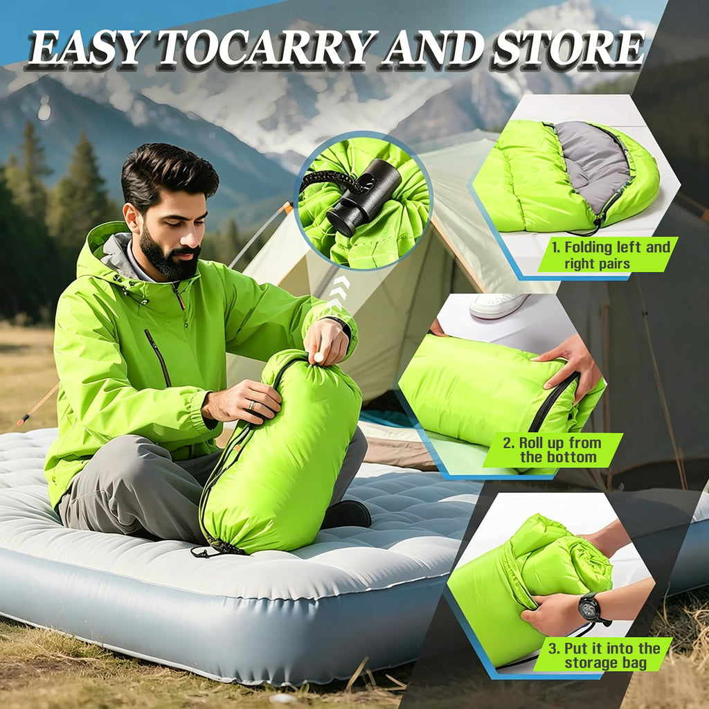 Sleeping Bag for Camping,Sleeping Bags for Adults Backpacking Waterproof,3 Seasons Adult Blanket,Small Packed Ultralight Carry Bag, Soft,Thick and Warm,for Outdoor Camping,Travel,Hiking