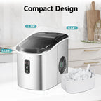 EUHOMY Ice Maker Countertop, 9 Cubes Ready in 6 Mins, 26lbs/24H, Self-Cleaning, Portable Ice Maker Machine with Carry Handle, Basket and Scoop, 2 Sizes of Bullet Ice for Home, Kitchen, Office