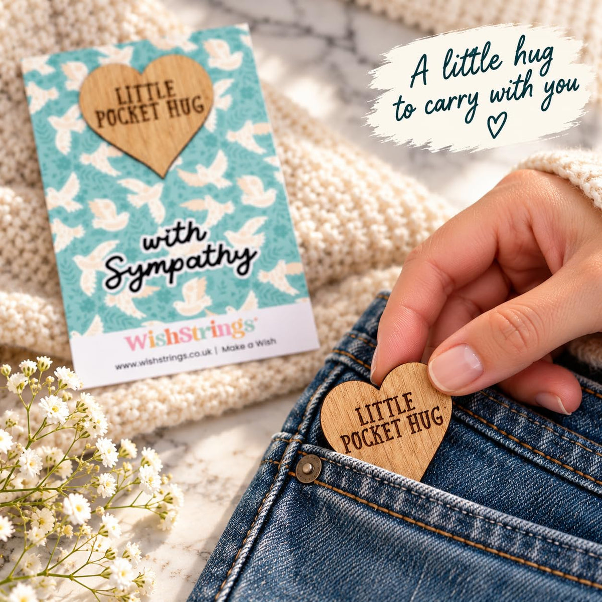 WishStrings Pocket Hug, Little Hug Gifts, Thinking of You Card