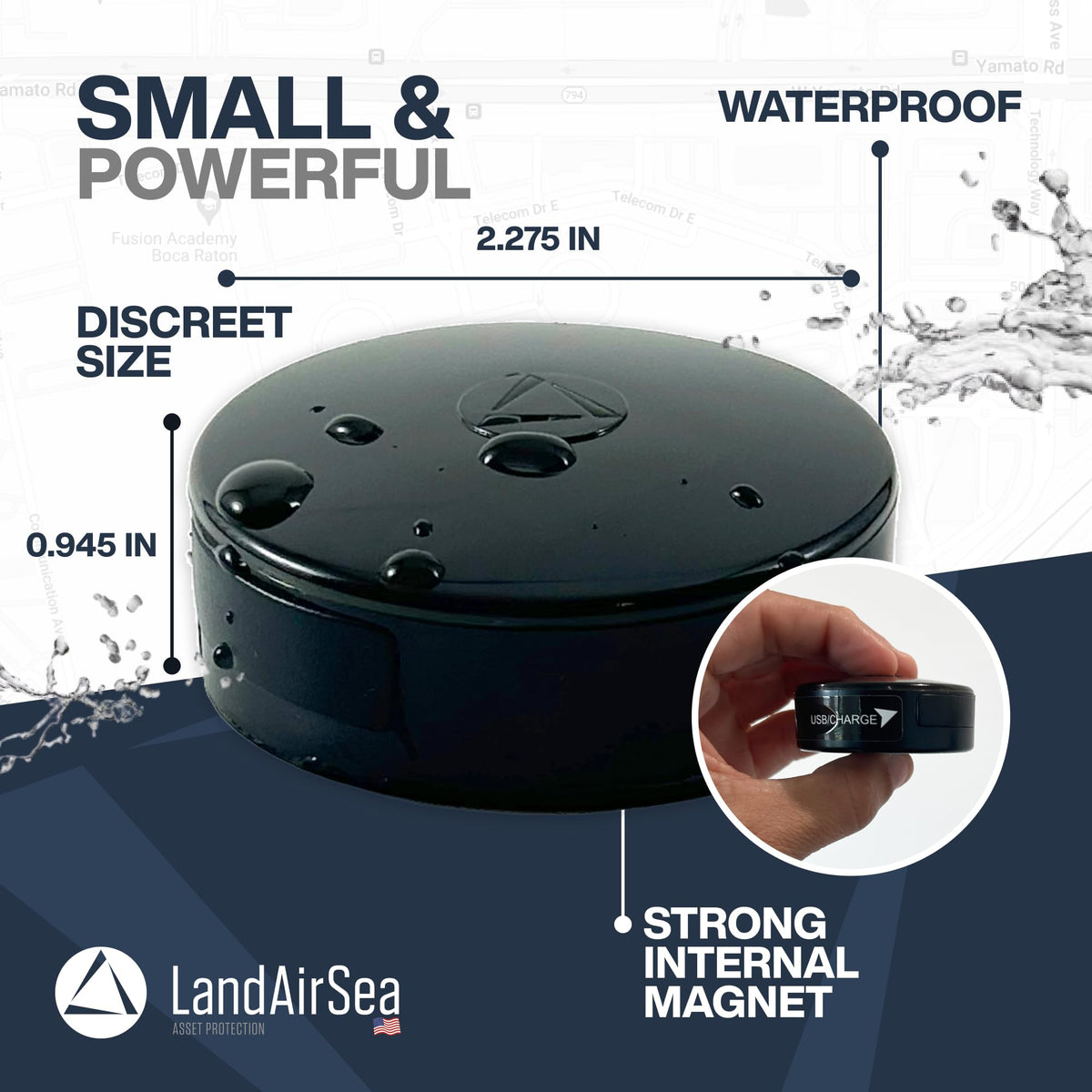 LandAirSea Overdrive GPS Tracker — Extended Life Battery, Magnetic, and Waterproof. Commercial GPS Tracker for Vehicles, Trailers, Equipment, and Assets. Real-Time Global Tracking.