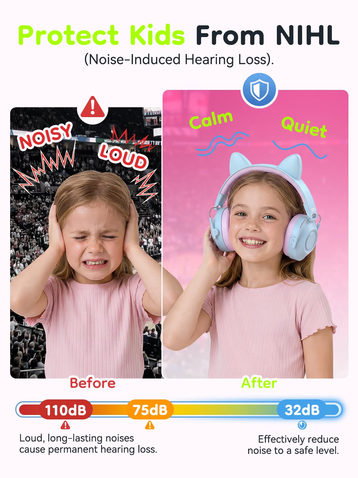 Dr.meter Ear Defenders Children SNR 27.4dB for Autism, Sensory Needs