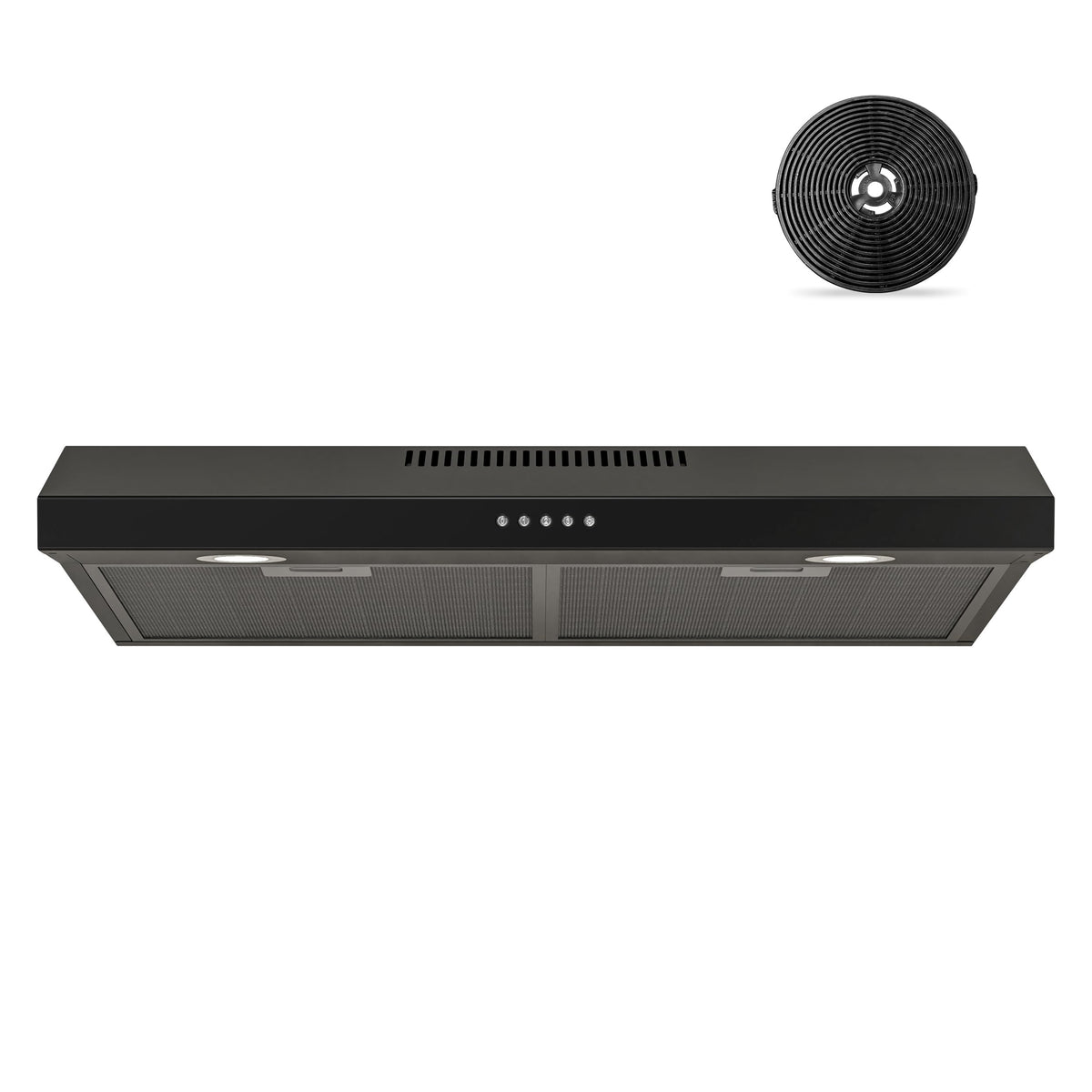FIREGAS Black Under Cabinet Range Hood 36 Inch, Ducted/Ductless Convertible