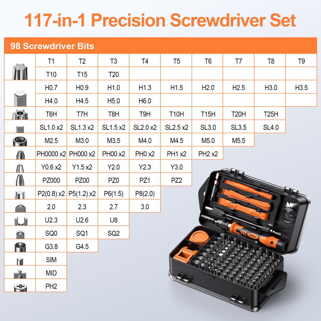 JOREST 24Pcs Precision Screwdriver Set with Torx T1 T2 T3 T5 T6 T8 T9 T15, Triwing Y00, Star P2/P5, Phillips PH00, Mini Repair Tool for PS4, Switch, Ring Doorbell, Xbox, Laptop, Glasses, Watch
