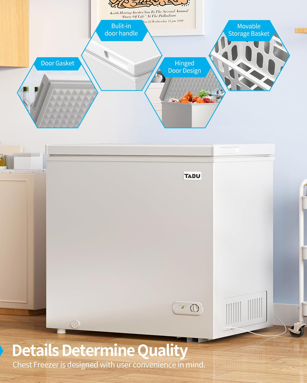 TABU 12.0 Cubic Feet Chest Freezer, Large Freestanding Deep Freezer, Black