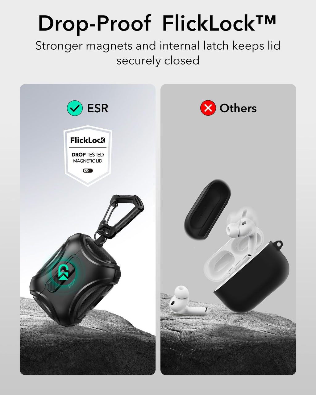 ESR for AirPods 5/4 Case, Compatible with MagSafe, Drop-Proof Lock, Black