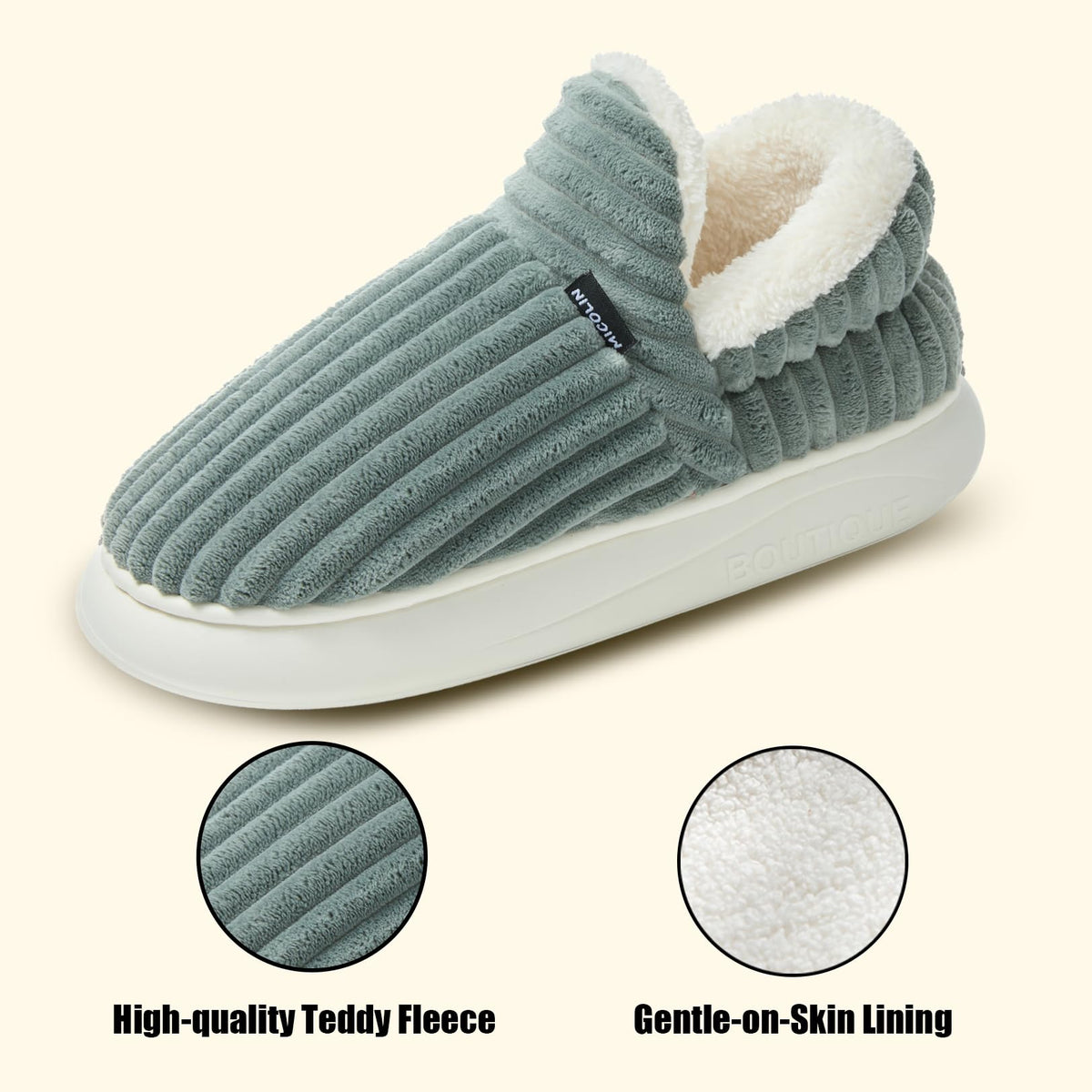 Misolin Slippers Women Clouds Bootie Corduroy Memory Foam Warm House Shoes