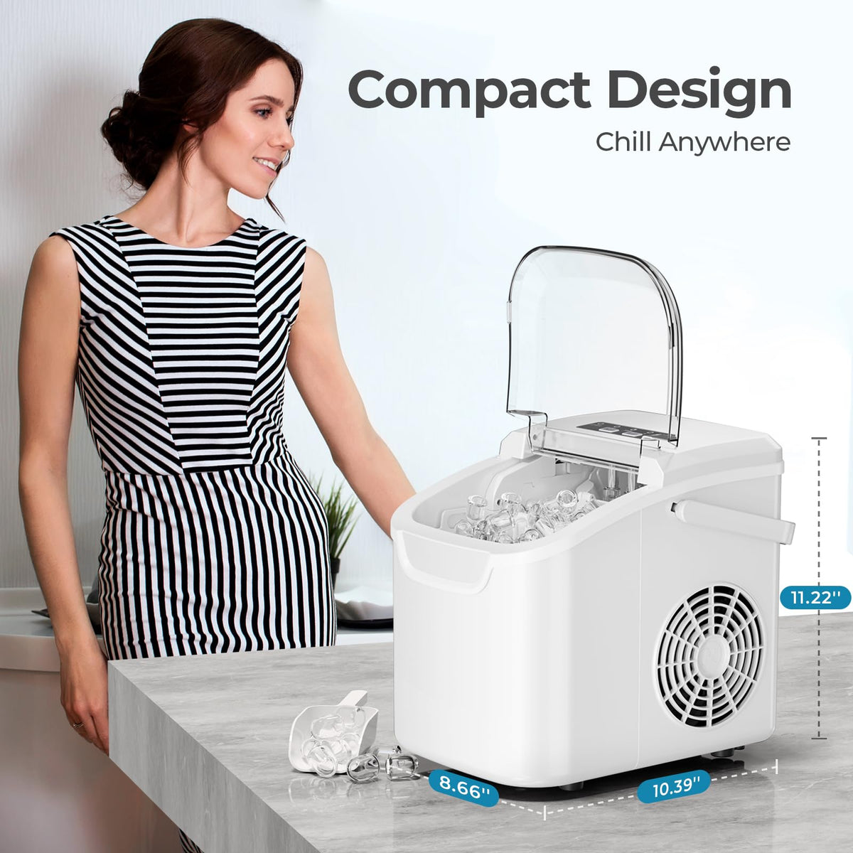 Antarctic Star Countertop Ice Maker Machine, 26Lbs/Day Fastest 6‑Min Ice