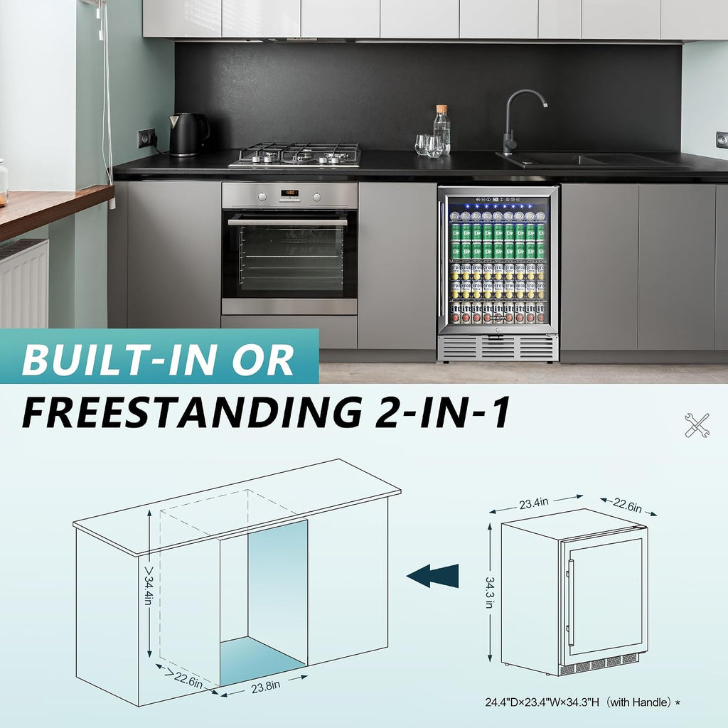 EUHOMY 24 Can Mini Fridge, 18L Beverage Refrigerator with Quiet Compressor