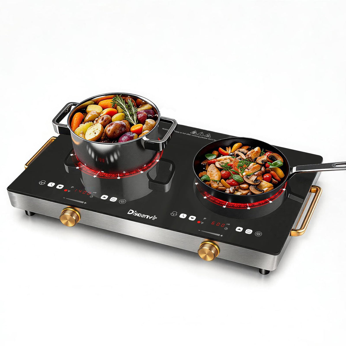 2 Burner Electric Cooktop 110V, 2000W Shard Power