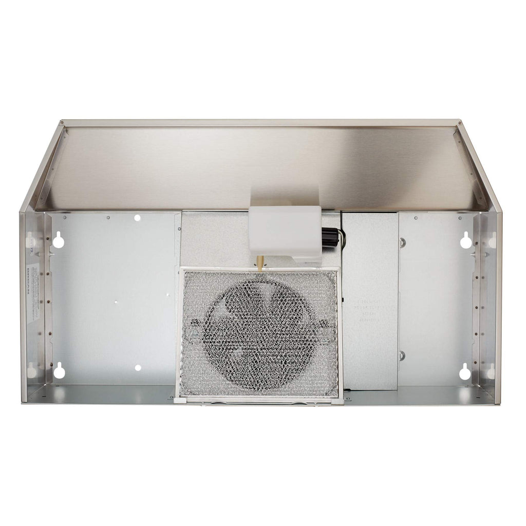 Broan-NuTone F403011 Insert with Light, Exhaust Fan for Under Cabinet Two-Speed Four-Way Convertible Range Hood, 30-Inch, White on White