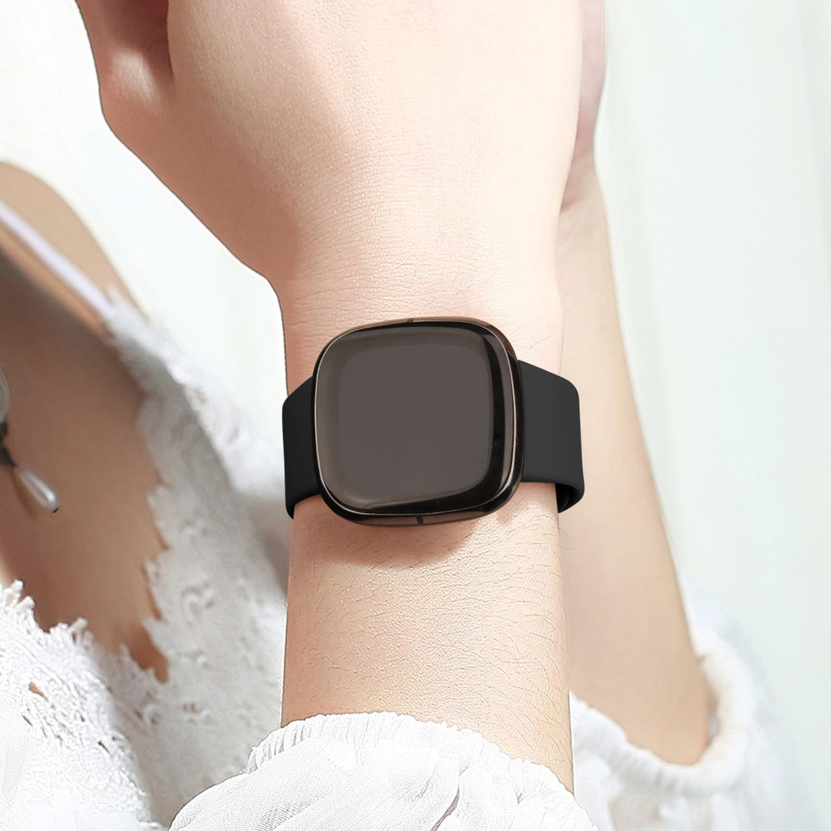 AK Straps for Fitbit Sense 2/Fitbit Sense/Fitbit Versa 4/Fitbit Versa 3 Straps for Women Men,Silicone Sport Classic Soft Replacement Straps Compatible with Fitbit Versa 3/Versa 4/Sense/Sense 2