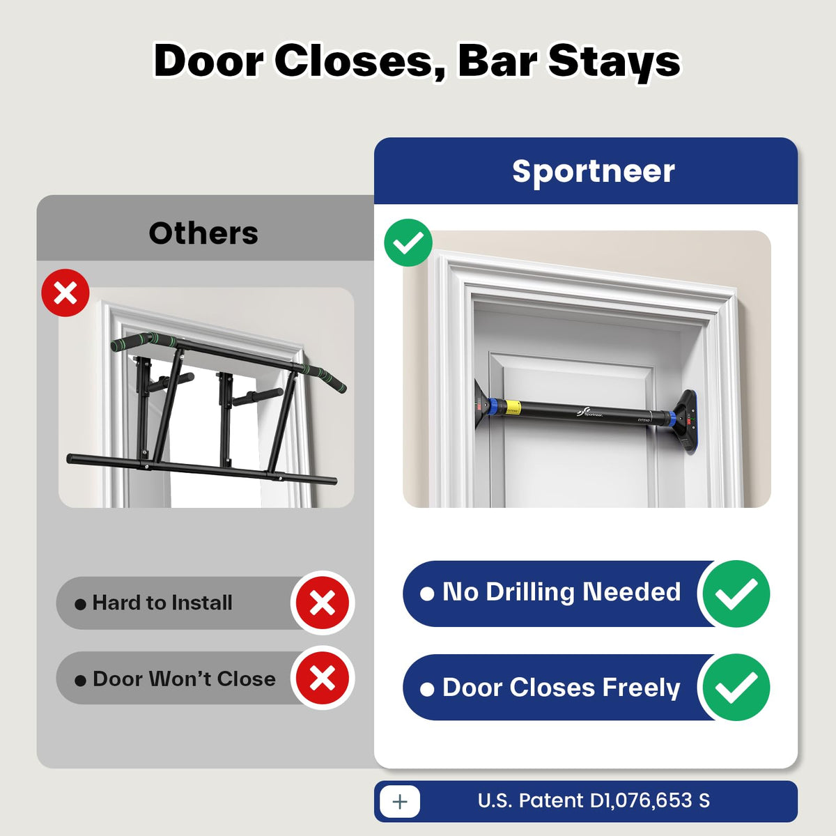 Sportneer Pull Up Bar Doorway Chin Up Bar No Screws