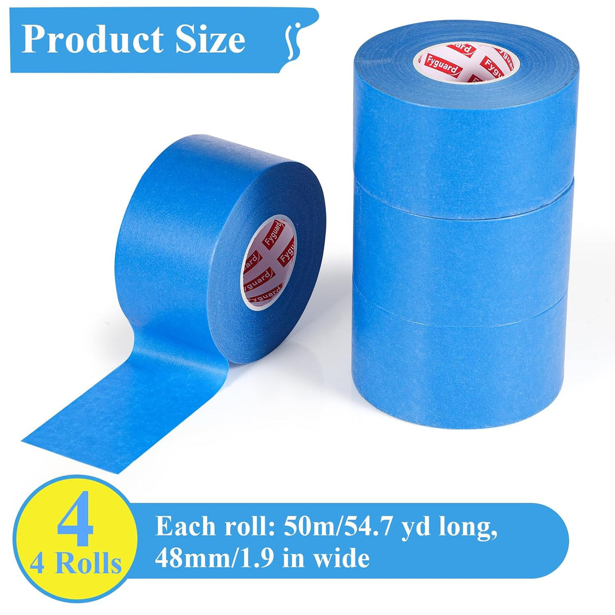 5 Rolls Painters Tape Blue, 36mm x 50m, UV & Heat Resistant