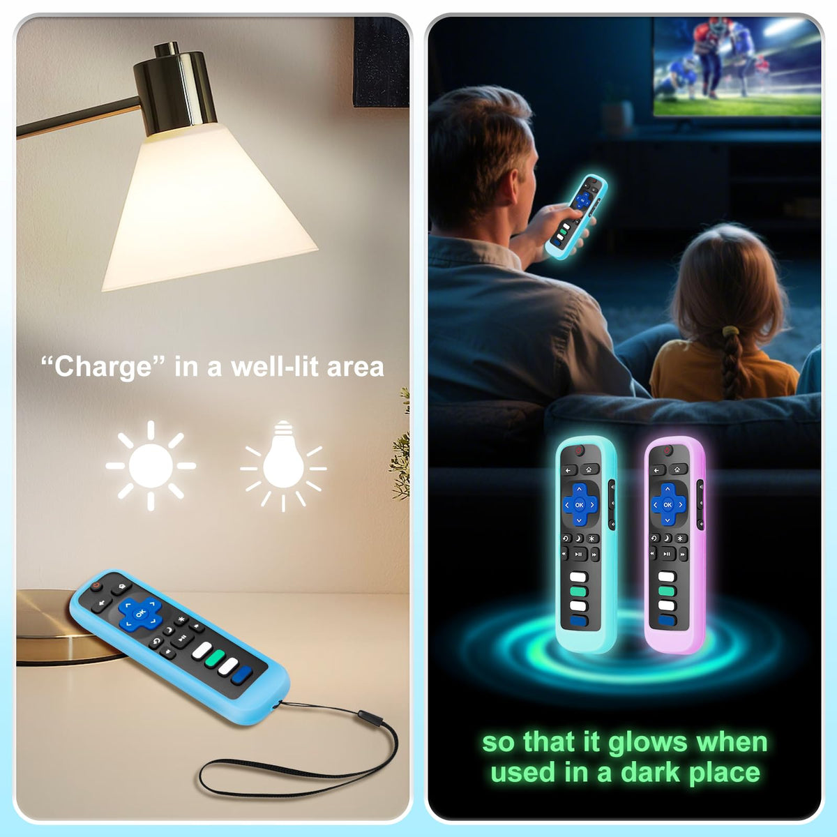 for Roku-Remote-Cover,Glow in The Dark Silicone Protective Case