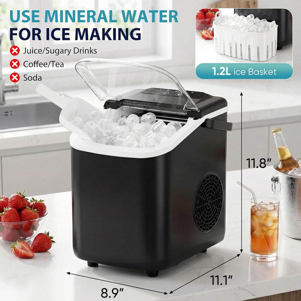 DUMOS Ice Makers Countertop Ice Machine with Portable Handle Compact Size