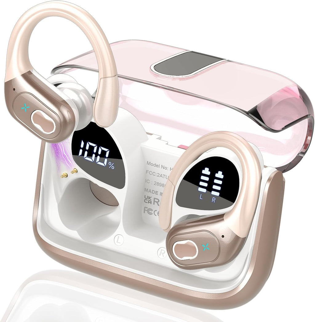 Aptkdoe Wireless Earbuds 75H Bluetooth 5.4 Sport Headphones with Earhooks