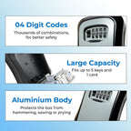 XShield 4-Digit Wall-Mounted Key Lock Box with Zinc Alloy Dial (Black)
