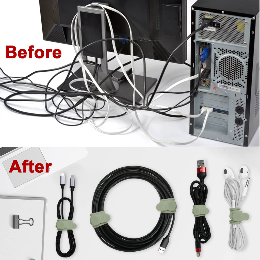 24Pcs Silicone Cable Ties, Cord Organizer Cable Management-Multi