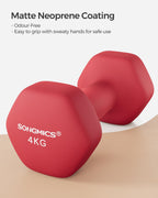 SONGMICS Hex Neoprene Dumbbells, 1/2/3/4/5KG Pair Weights for Fitness Training