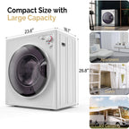 ROVSUN 110V Portable Clothes Dryer, High End Laundry Front Load Tumble Dryer Machine with Stainless Steel Tub & Simple Control Knob for Apartment, Dorm-850W, White