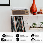 Seasonlife® Retro Vinyl Record Player with Stereo Speakers,Walnut Brown