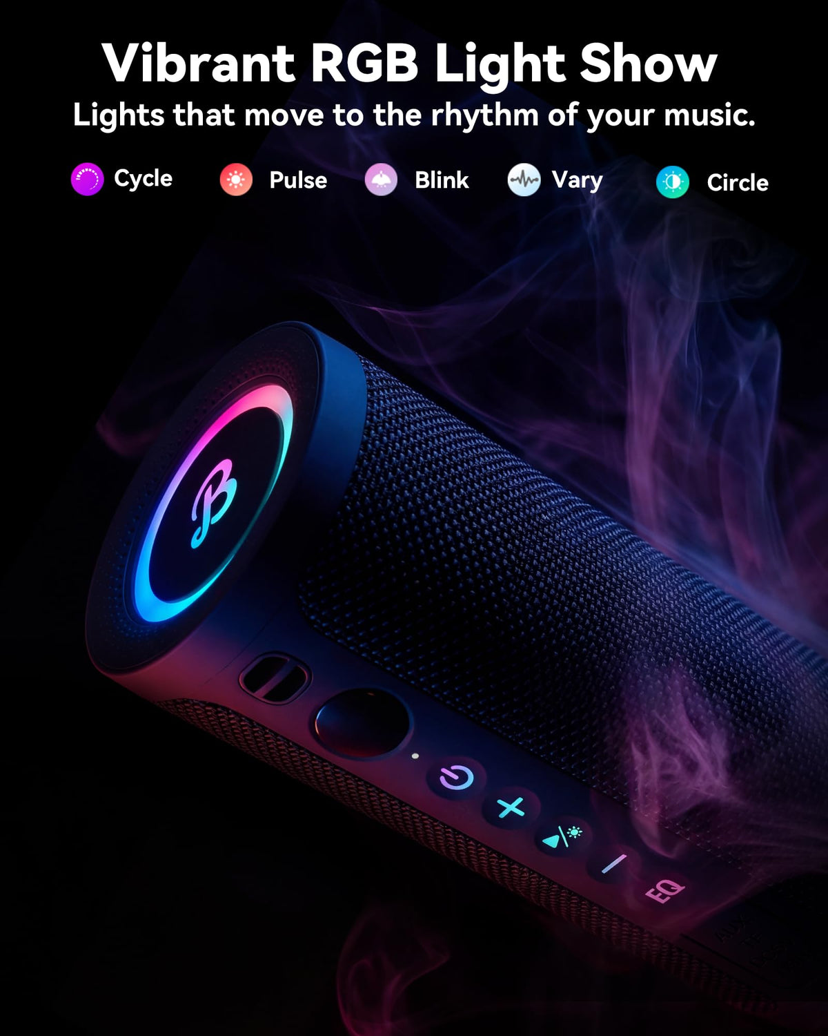 BassBloom Roar 3 Portable Bluetooth Speaker,20W Powerful Sound with JIKE Bass,IPX6 Waterproof,24H Playtime,Bluetooth 5.4,RGB Lights,Wireless TWS Pairing,Outdoor for Camping and Beach (Blue)