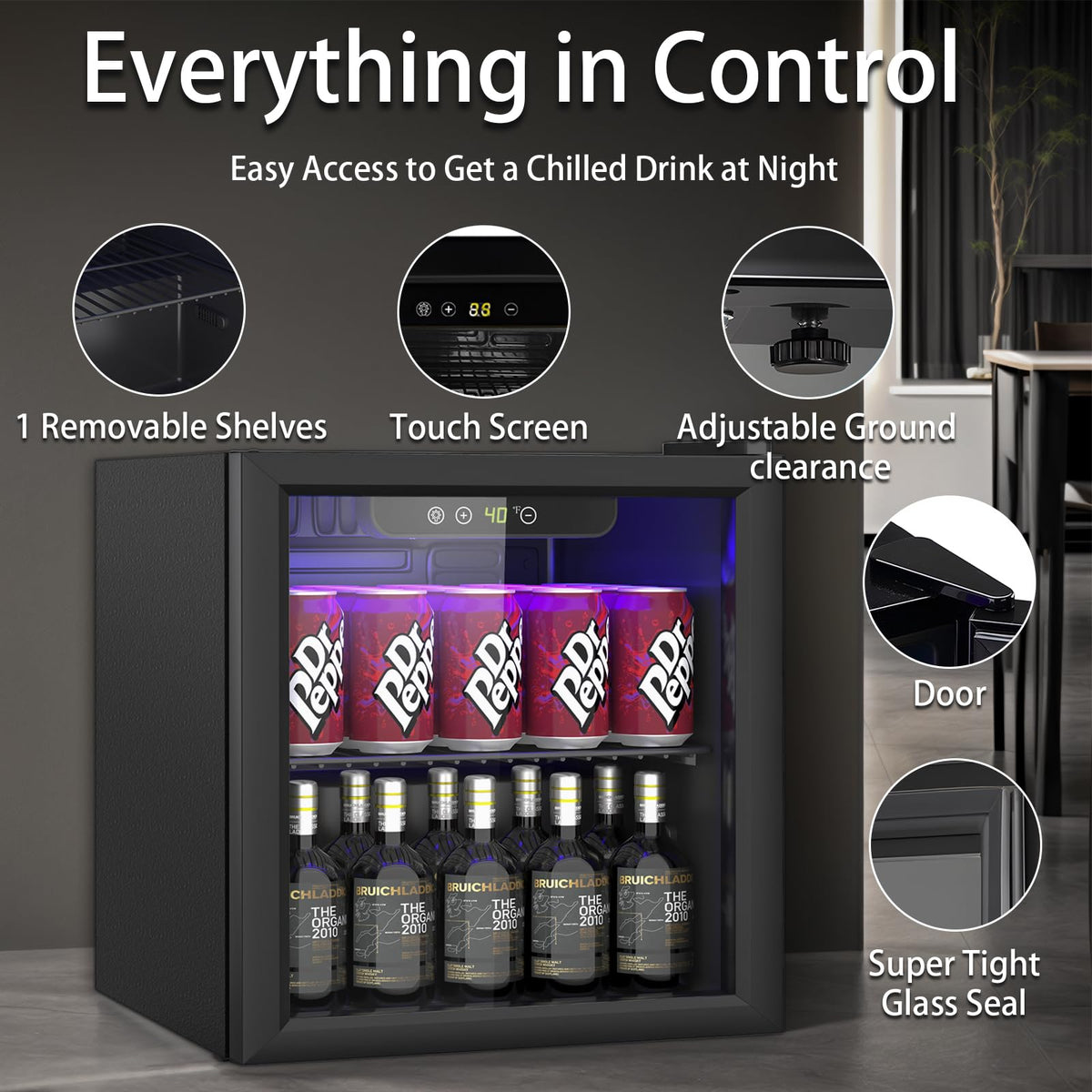 DOGHLY 0.95 Cu.Ft Mini Fridge Mirror Door for Beverages & Skincare, 24 Cans