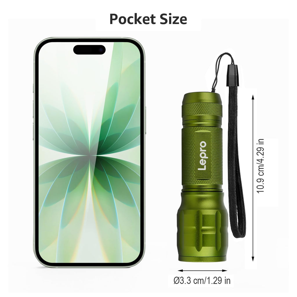 LE LED Torch, LE1000 Powerful Handheld Flashlight, Adjustable Focus, 4 PCs