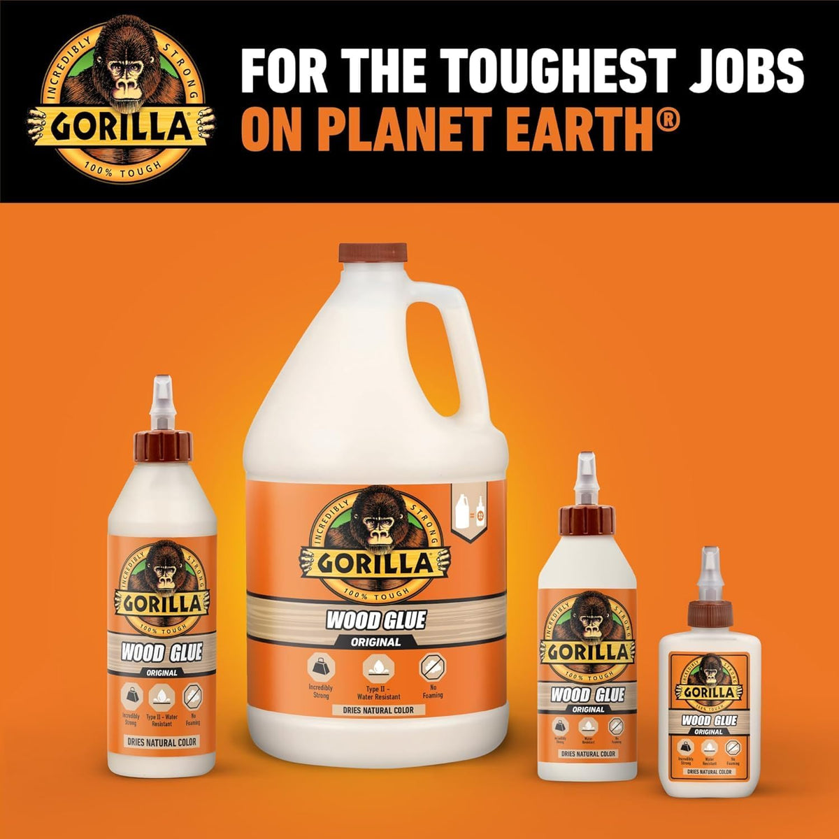 Gorilla 5044361 Wood Glue 1L (4 Pack)