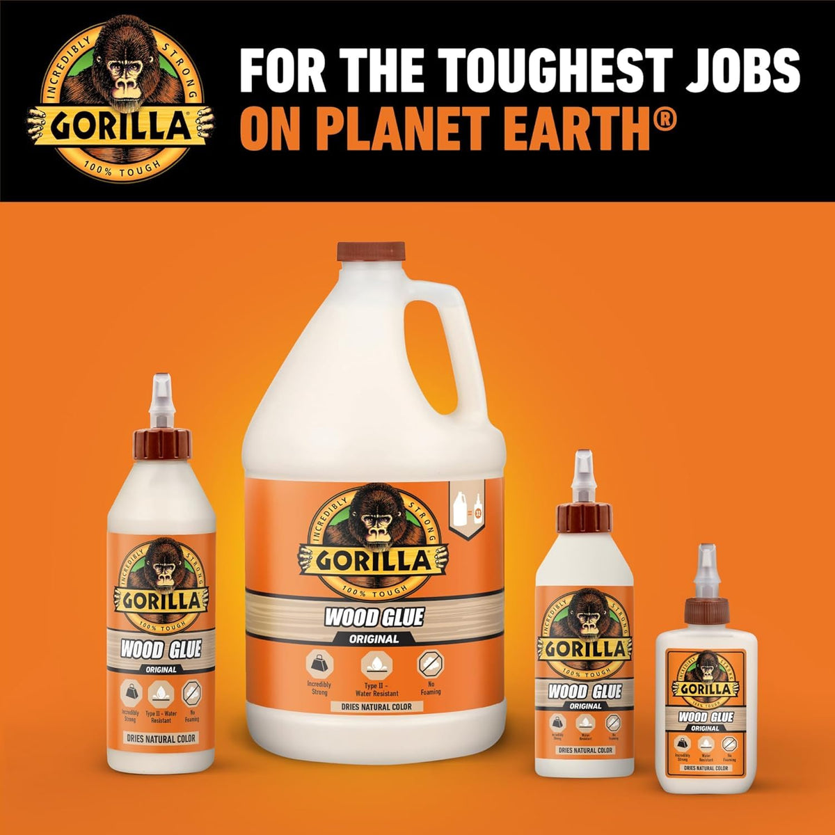 Gorilla 5044361 Wood Glue 1L (4 Pack)