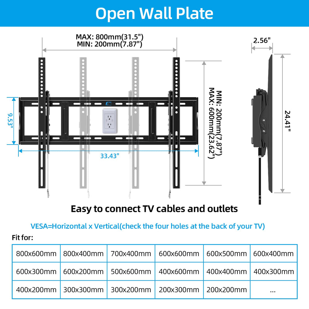 HOME VISION Heavy Duty Tilt TV Wall Mount for 32-86 Inch Flat/Curved Screen